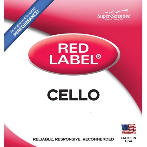 Super-Sensitive Red Label Cello String Set - 4/4 Size - Medium Gauge